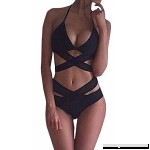 Nulibenna Bandage Halter Push up Cross Criss Cut Out 2 Piece Bikini Swimsuit Black B07P3ZF5XS